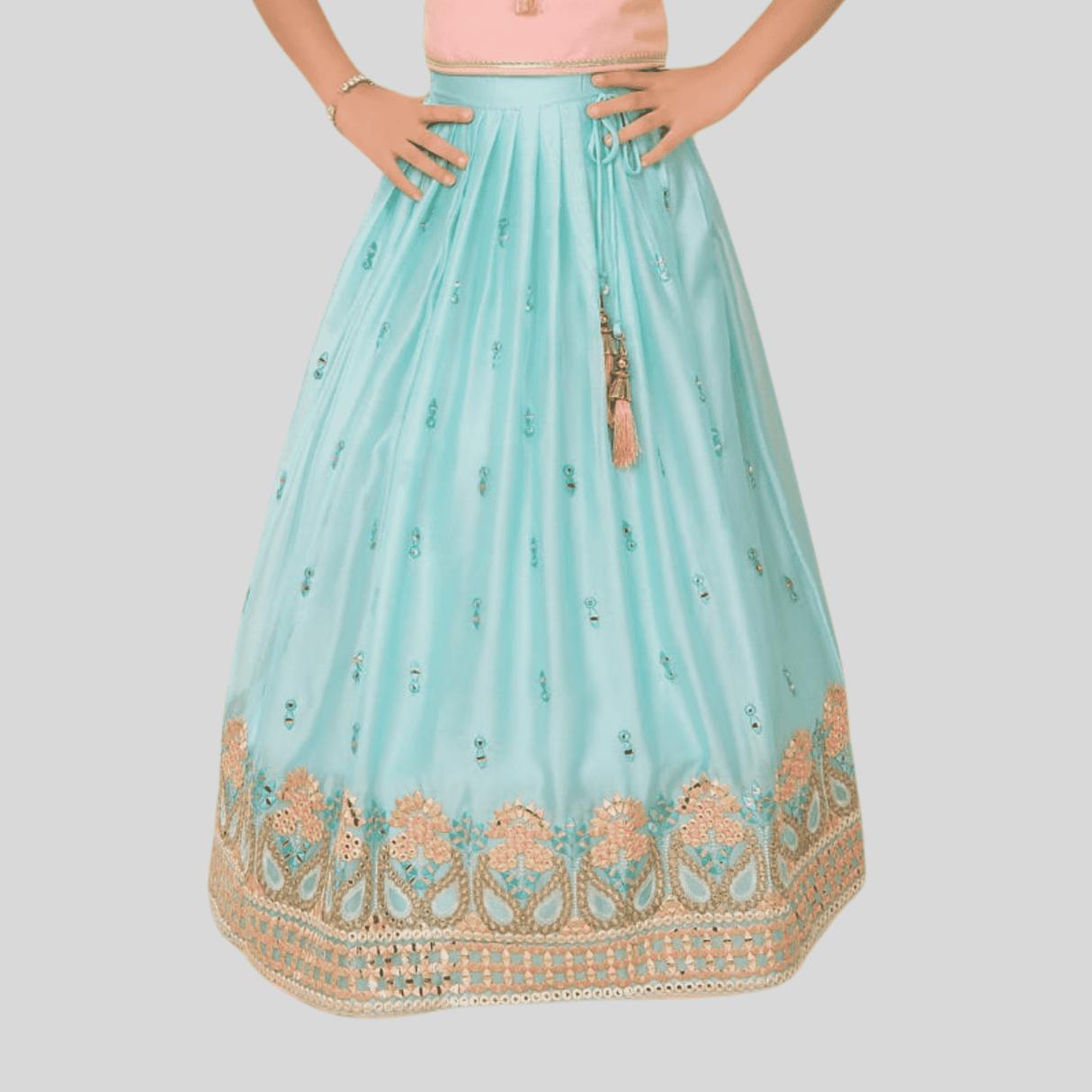 Girls Traditional Sleeves Less Long Choli - Blue