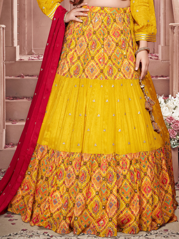 Girls Traditional Full Sleeves Long Choli - Yellow