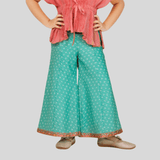 Girls Traditional Sleeves Less Plazo Set - Pink