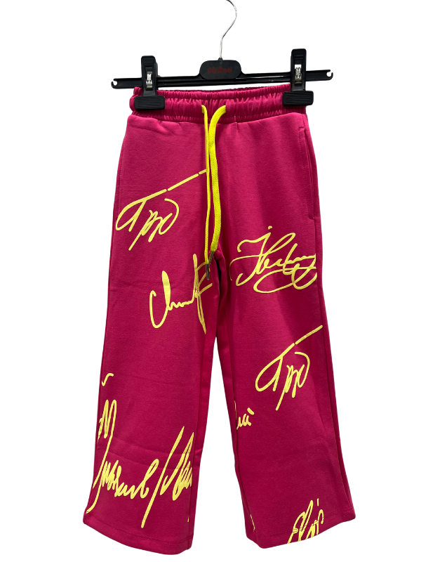 Girls Dark Pink “Gorgeous Girl” Co-ord Set with Yellow Script Print