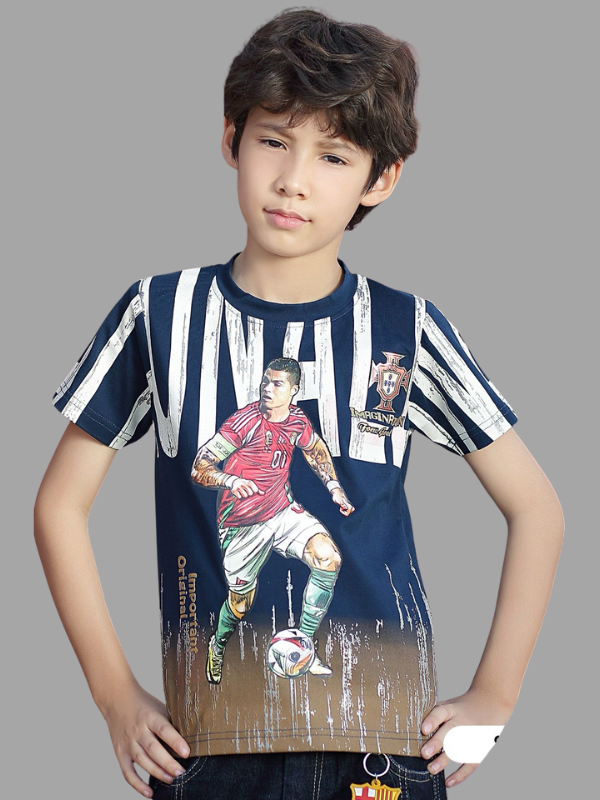 Boys' Navy Blue Football T-Shirt