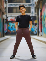 Boys' Classic Brown Comfort-Fit TrackPants