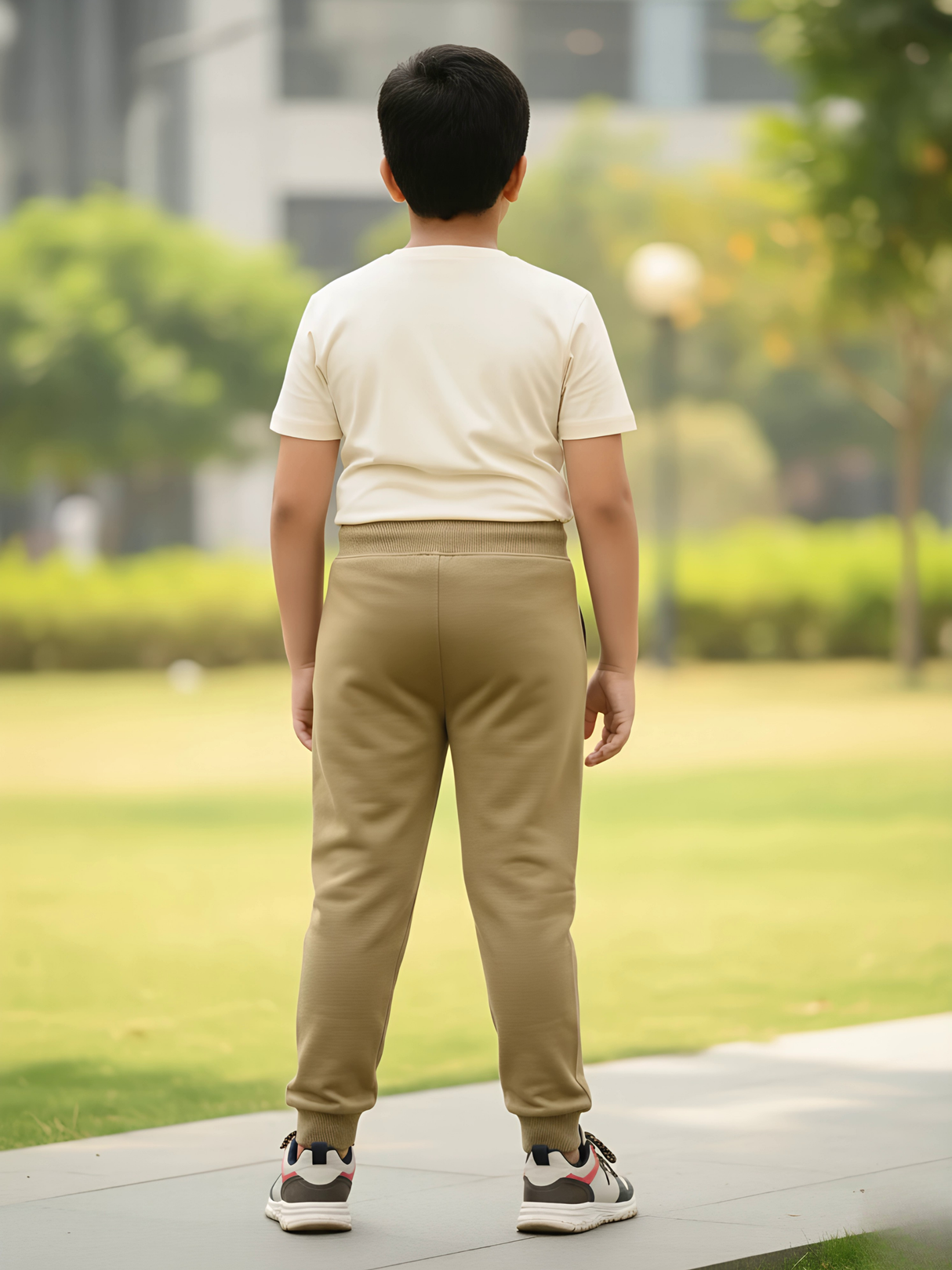 Boys Khaki Comfort-Fit Active Joggers