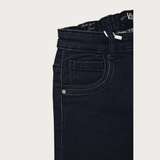 Girls Casual Plain Jeans Pant Half Elastic - Navy Blue
