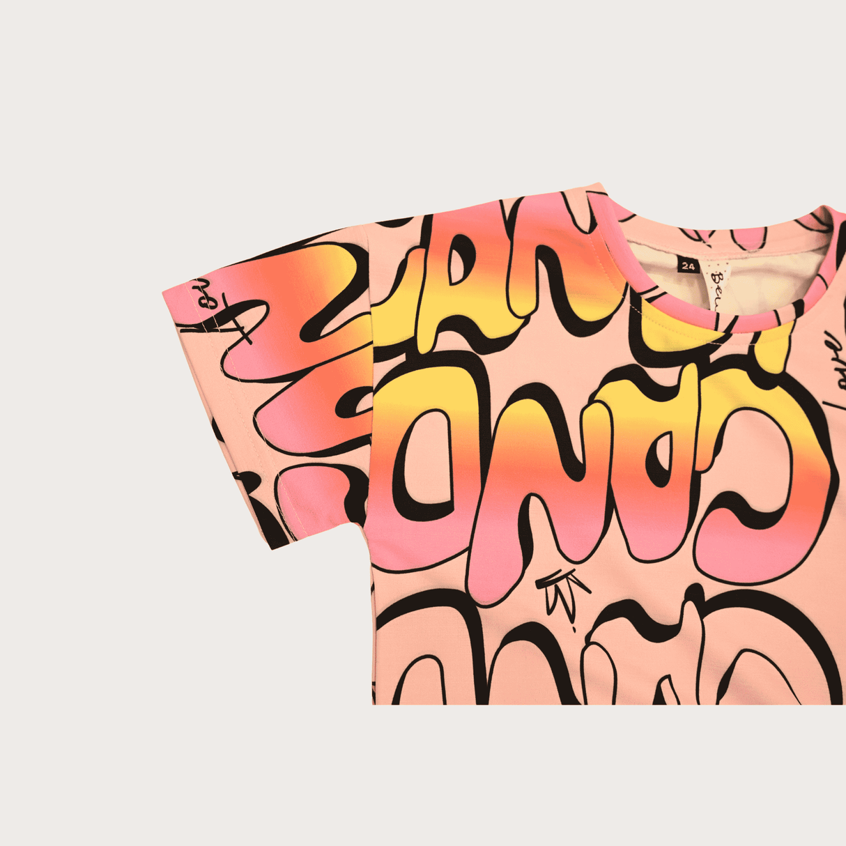 Girls Casual Half Sleeves Printed Crop Top - Pink