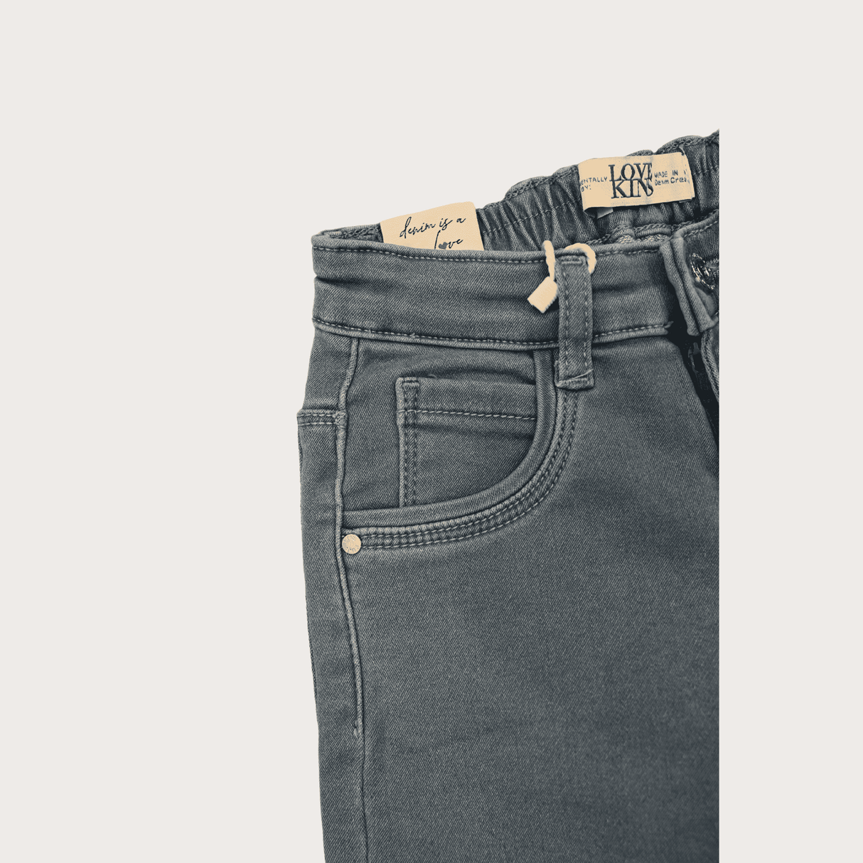 Girls Casual Plain Jeans Pant Half Elastic - Sky Blue