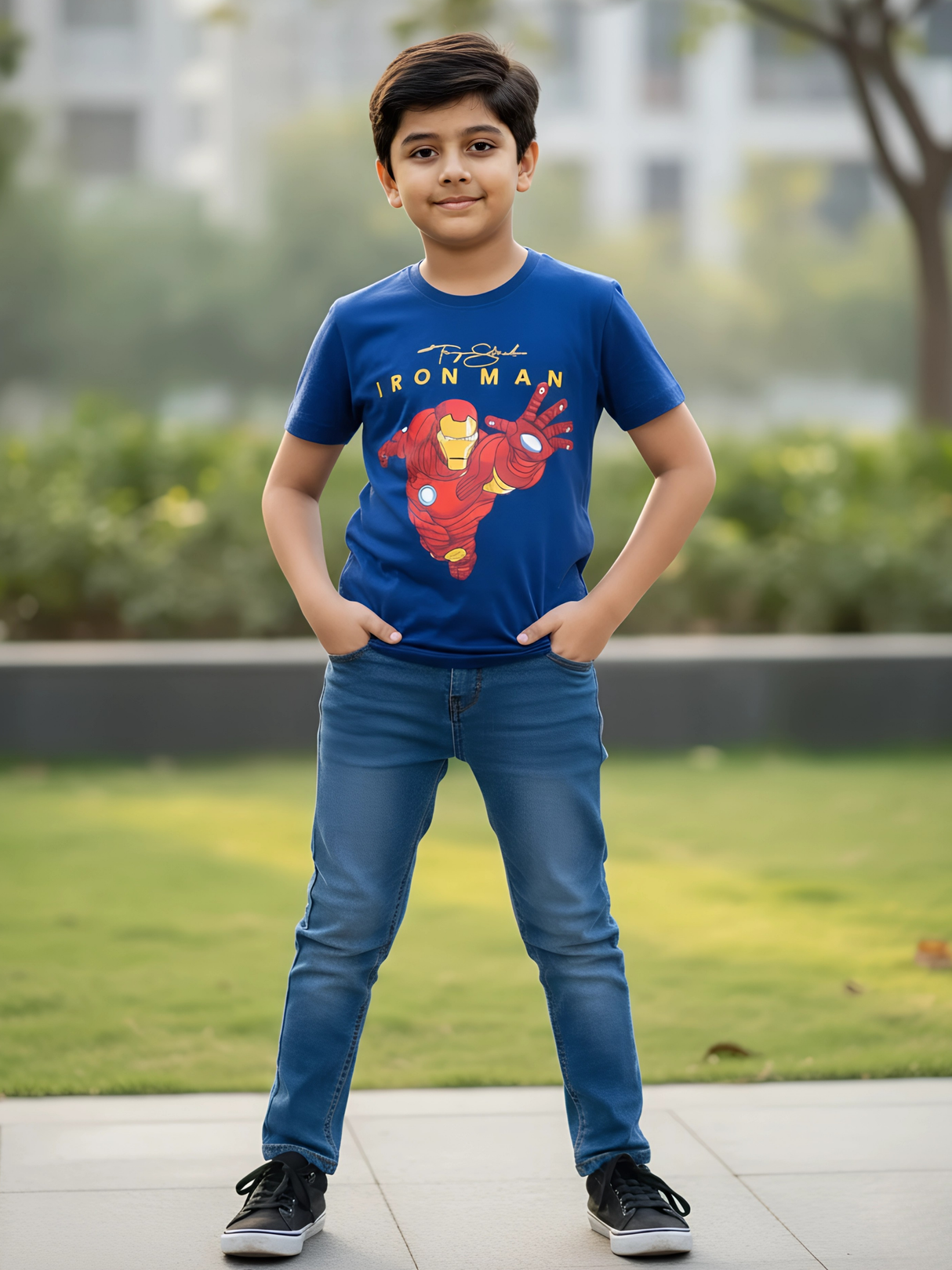 Kids' 'Free Spirit' Traveler Graphic T-Shirt - Navy Blue.