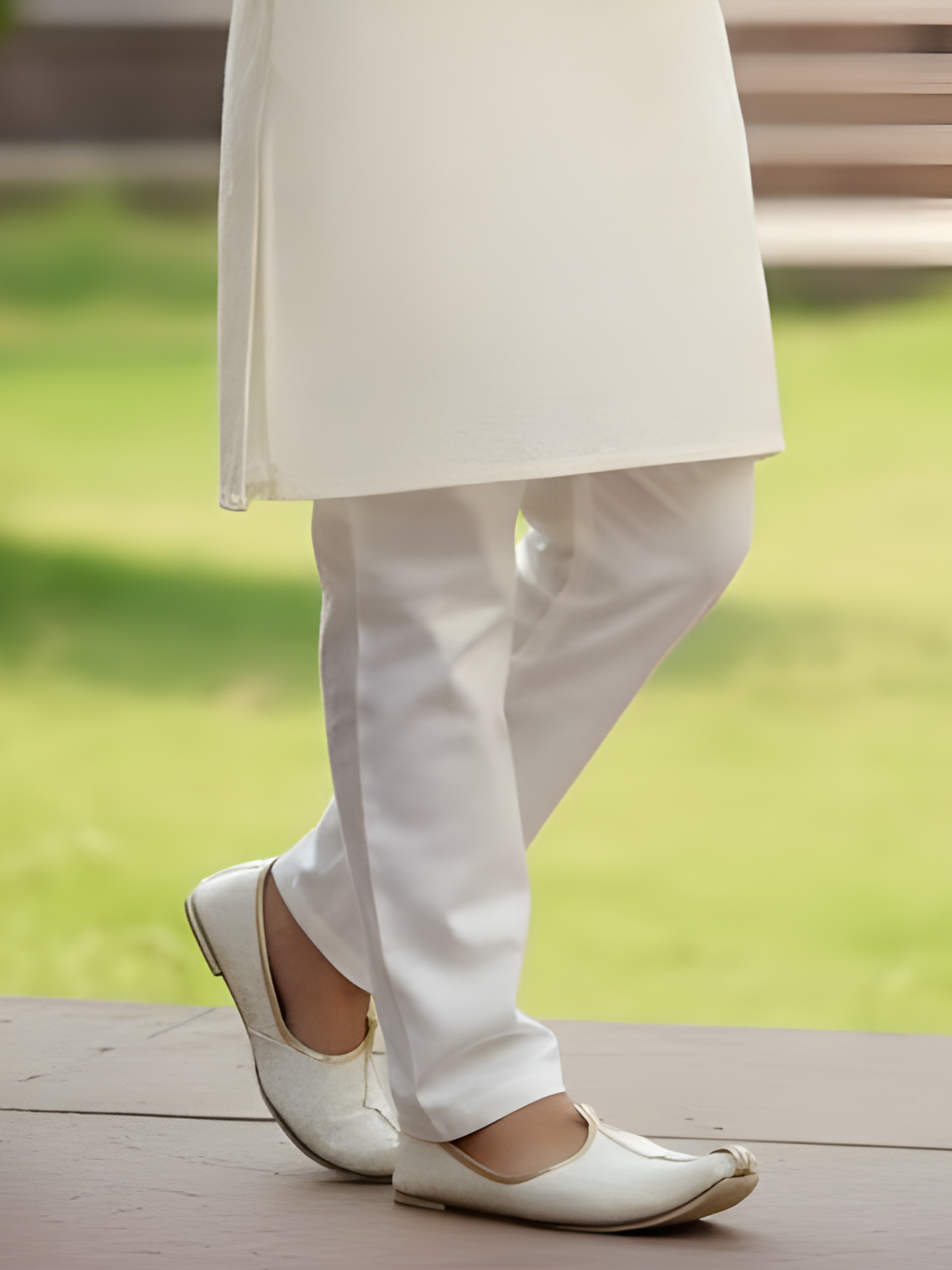 Boys Cream Lucknowi Embroidered Kurta Set