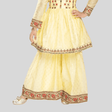 Girls Traditional Full Sleeves Sharara Set - Yellow