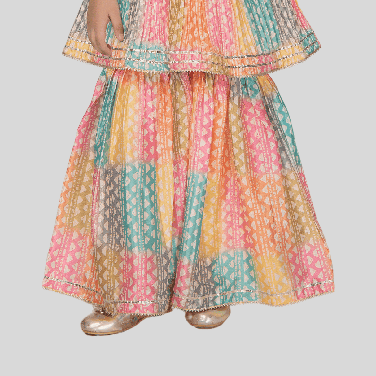Girls Traditional Sleeves Less Sharara Set - Yellow