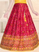 Girls Traditional Sleeves Less Long Choli - Yellow