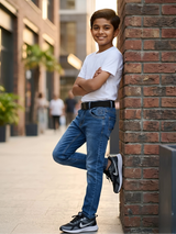 Boys' Premium Blue Slim-Fit Stretchable Denim Jeans
