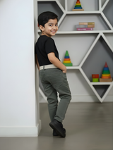 Boys' Stylish Olive Green Jeans with Complimentary Belt