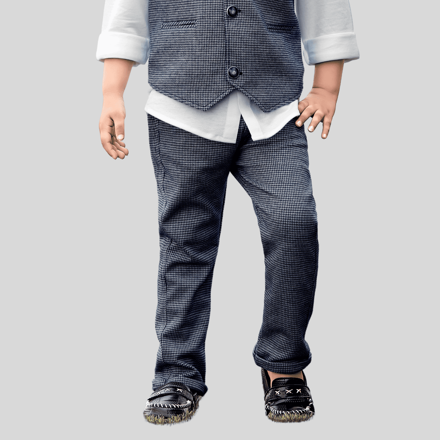 Boys Casual Party Full Sleeves 3 Pcs Suit Set - Blue