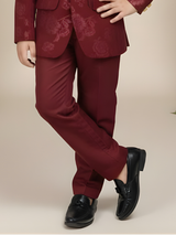 Boys' Maroon Velvet Sherwani with Gold Embroidered Motif