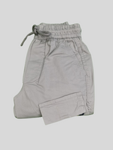 Boys' Light Grey Cargo Joggers – 'Focus Denim' Utility Pants with Drawstring Fit