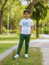 Boys' Casual Green Regular Fit Track Pant