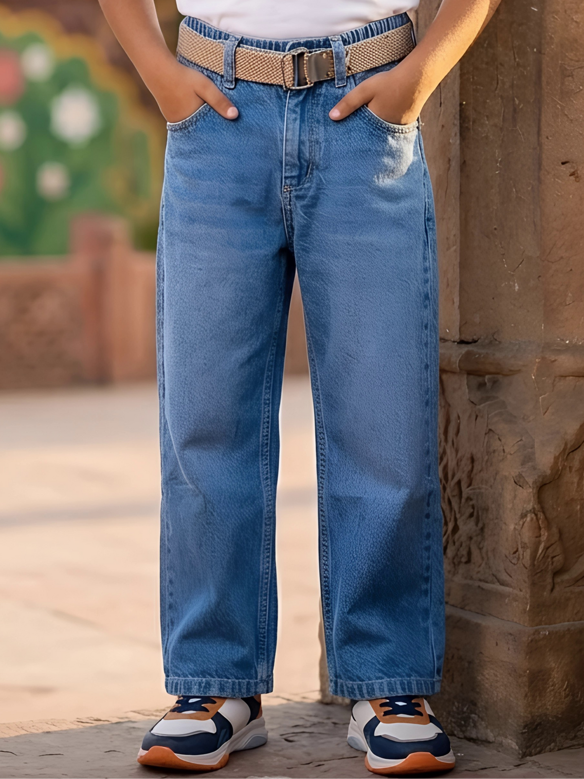 Boys Classic Straight-Fit Blue Denim Jeans