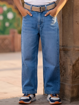 Boys Classic Straight-Fit Blue Denim Jeans