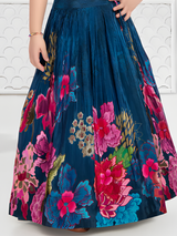 Girls Traditional Sleeves Less Long Choli - Blue