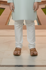Boys' Classic Sky Blue Self-Design Kurta with Crisp White Pajama Set