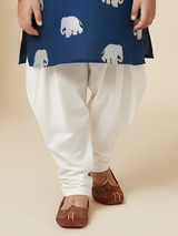 The Silver Majestic Elephant Printed Kurta & Pajama Set (Navy).