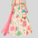 Girls Traditional Sleeves Less Long Choli - Cream