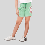 Girls Casual Plain Sleeve Less Short Set - Green