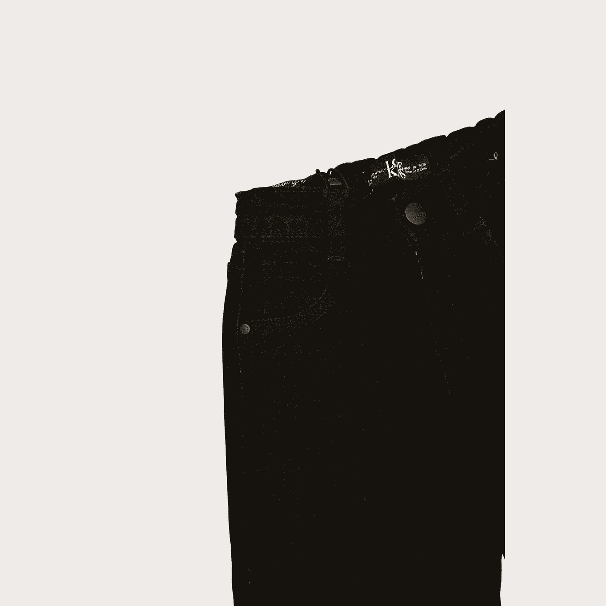 Girls Casual Plain Jeans Pant Half Elastic - Black