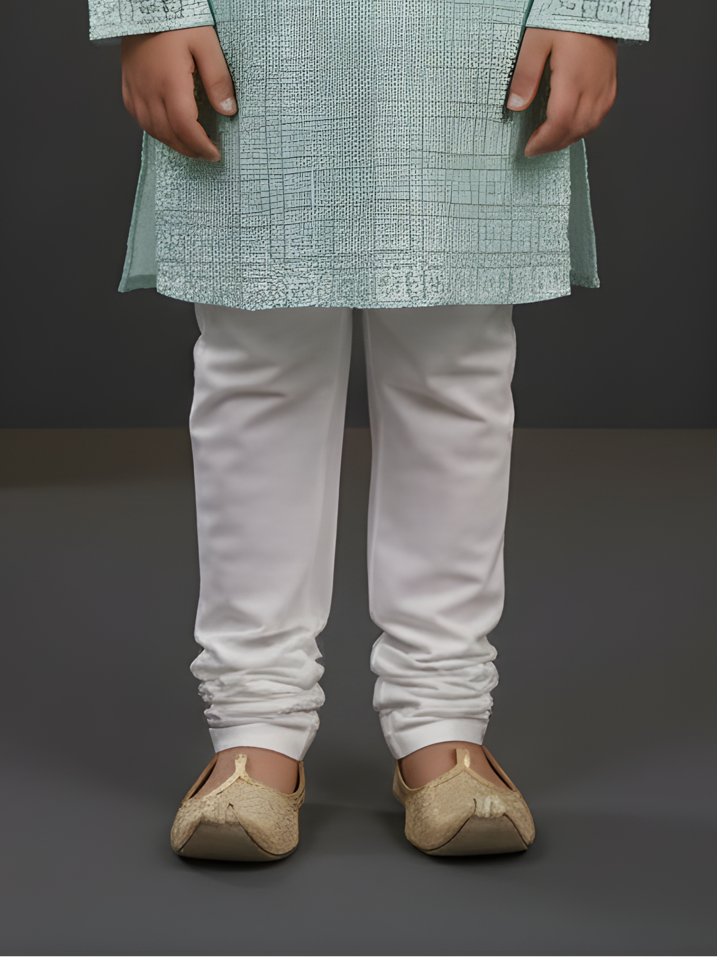 Boys' Mint Green Allover Embroidered Kurta Set
