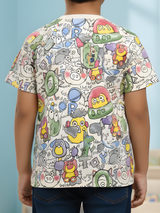 Boys' Cream "SUPERB!" All-Over Alien & Toy Graphic T-Shirt