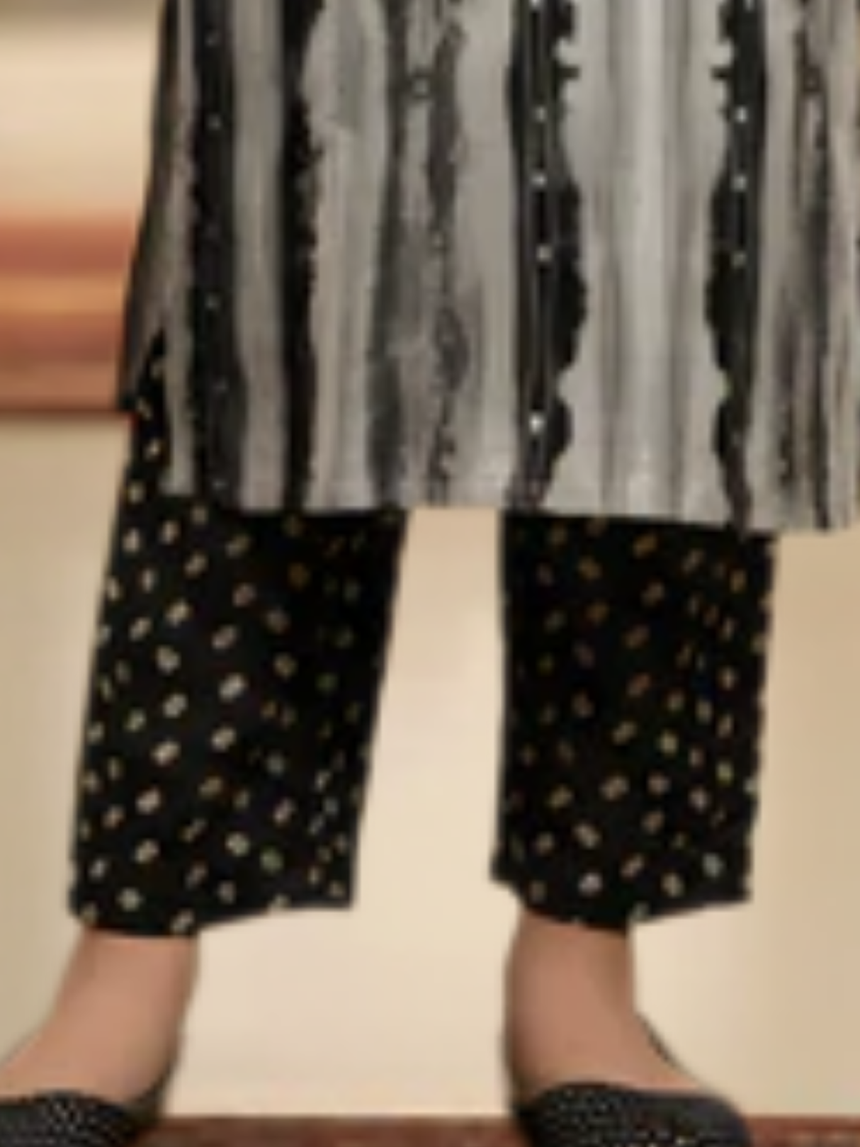 Girls' Festive Mustard Yellow Printed Tunic and Flared Palazzo Set