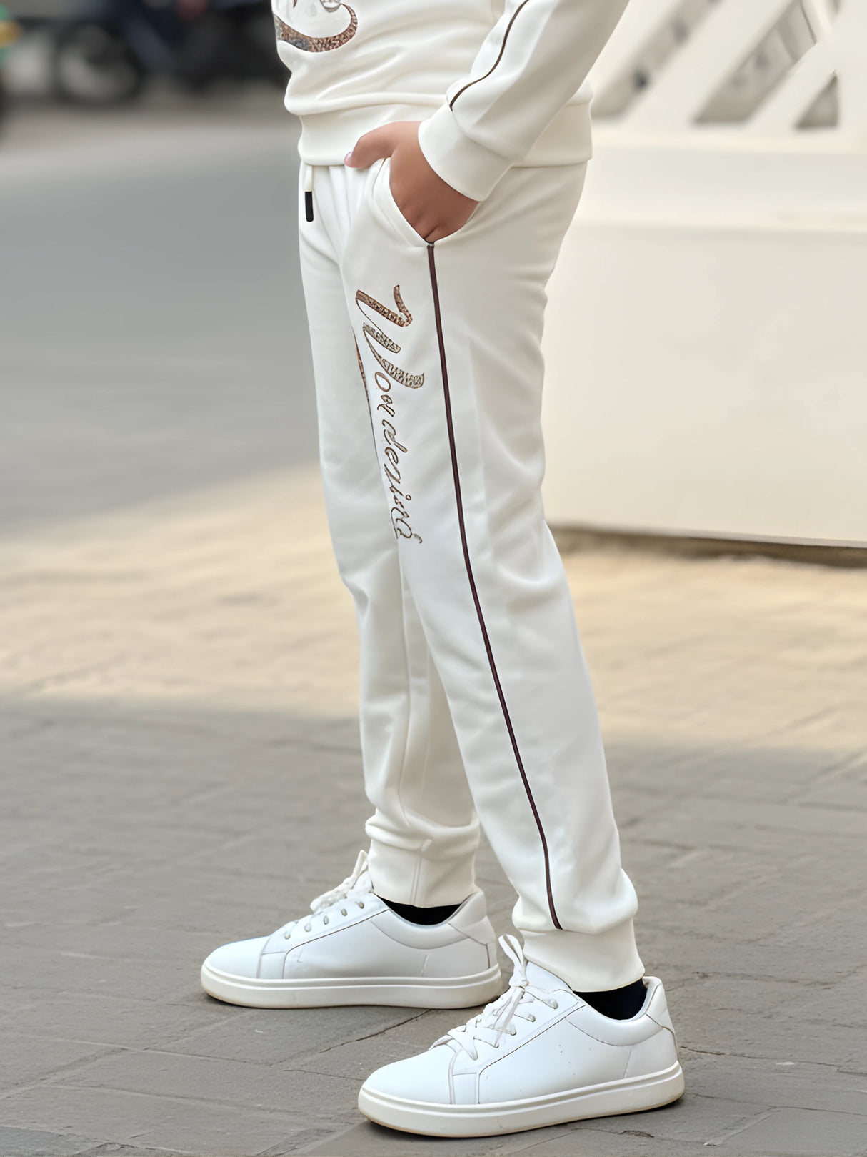 Boys' Cream Hoodie Cordinated Sets