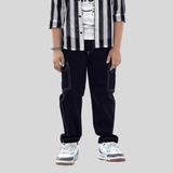 Boys Casual Party Full Sleeves Pant Suit Shirt Set - Black