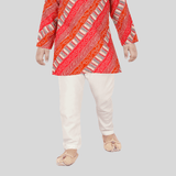 Boys Traditional Printed Chudidar Kurta Set - Red