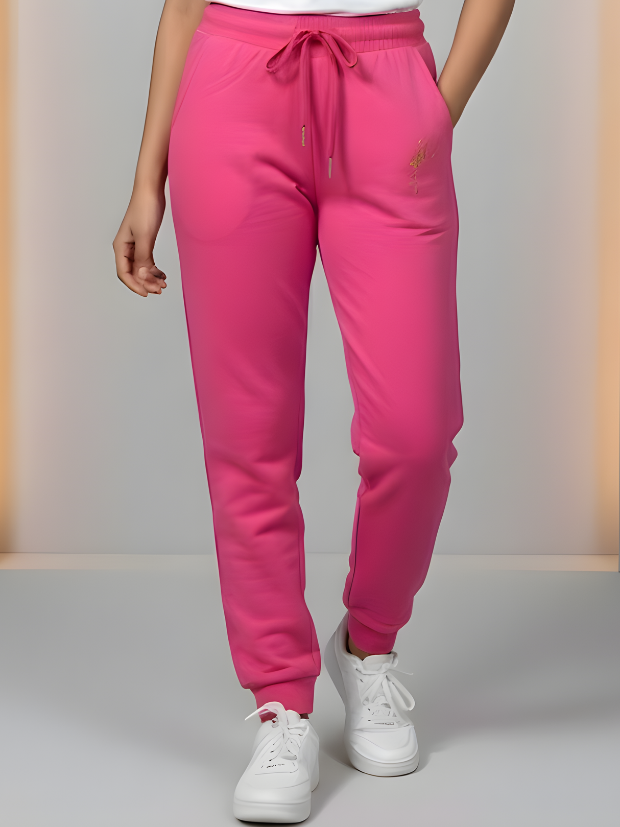 Girls' Vibrant Pink Comfort-Fit Jogger Pants