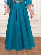 Girls Traditional 3/4th Sleeves Plazo Set - Green