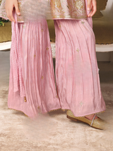 Girls Traditional Sleeves Less Sharara Set - Peach