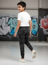 Boys' Dark Grey Camouflage Fleece Joggers.