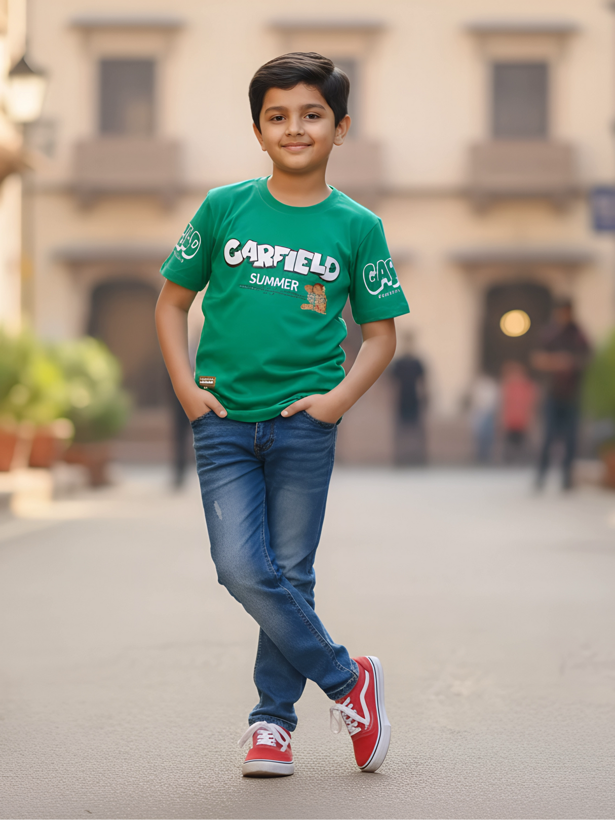 Boys' Garfield "Summer" Graphic T-Shirt - Vibrant Green