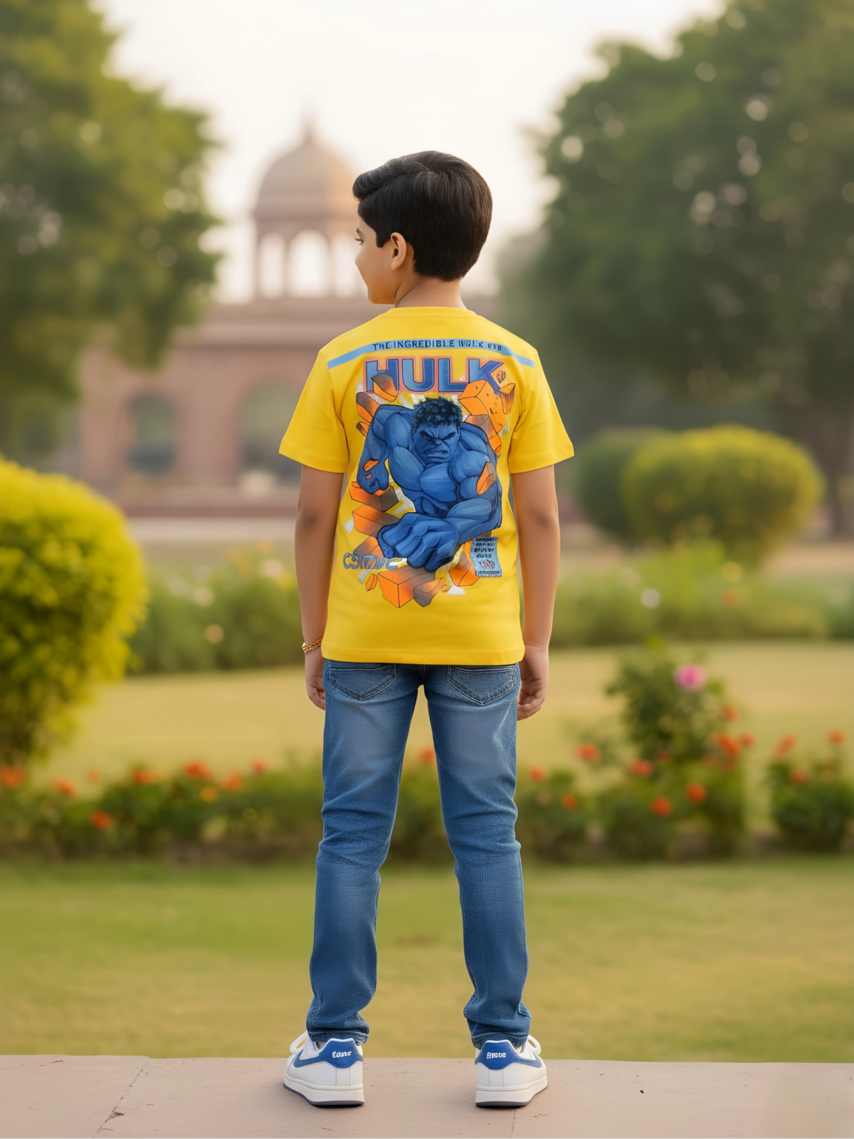 Boys' "HULK" Comic Style Graphic T-Shirt - Vibrant Yellow