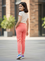 Girls' Pink Cotton-Blend Comfort Joggers