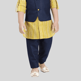 Boys Traditional Neuron Plain Chudidar Kurta Set - Yellow