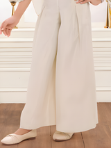 Girls' Embroidered Crop Top, Cape & Palazzo Set (Cream)