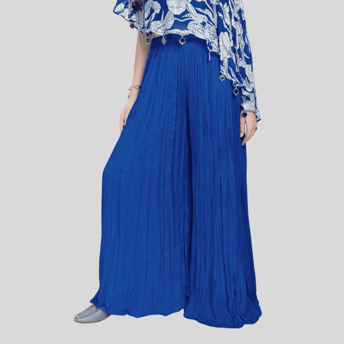 Girls Traditional 3/4th Sleeves Plazo Set - Blue