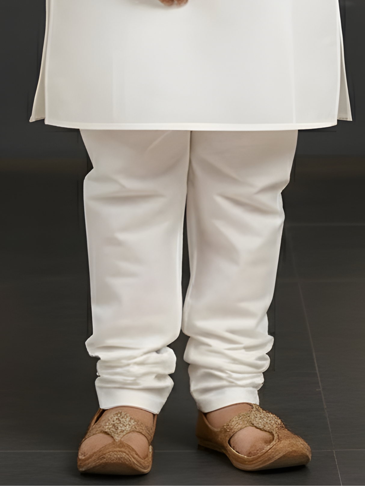 Boys Pristine White Kurta Pajama Set with Floral Embroidered Nehru Jacket