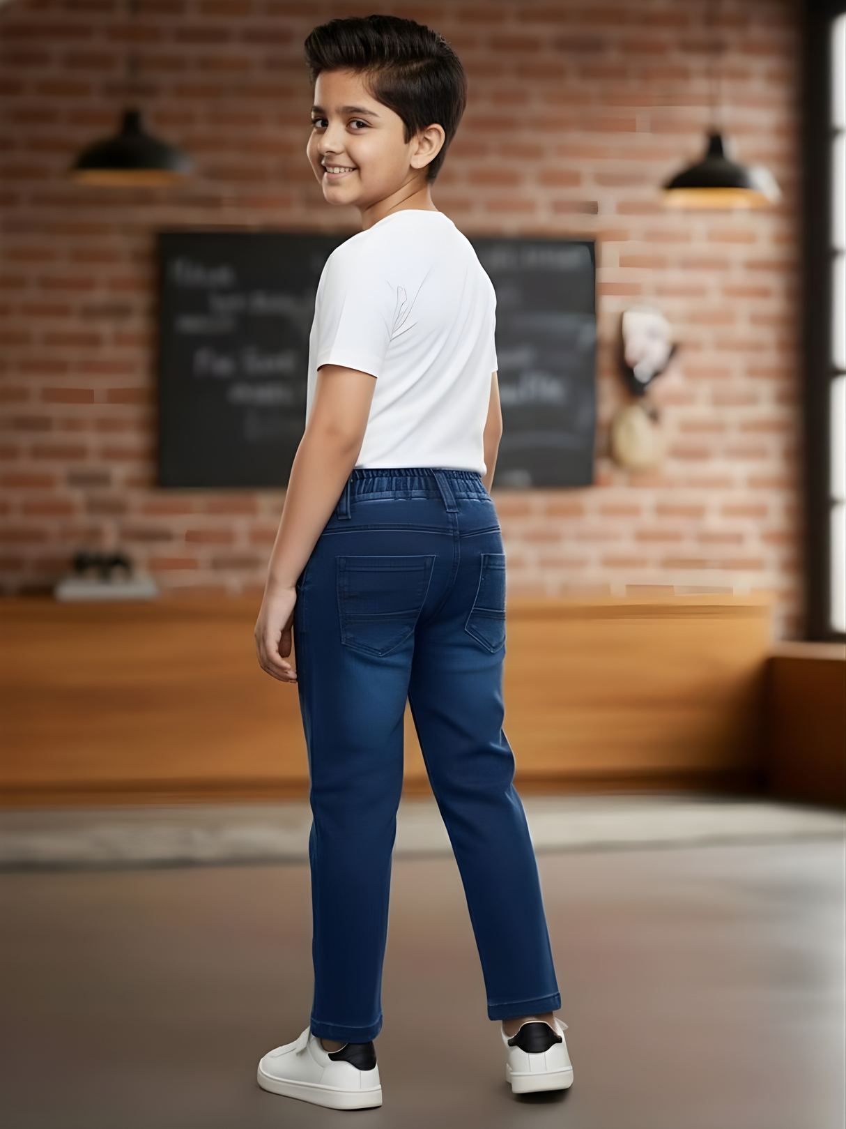Boys' Classic Blue Denim Jeans with Elasticated Waistband