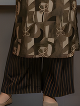 Girls' Festive Olive Green Tunic and Palazzo Set