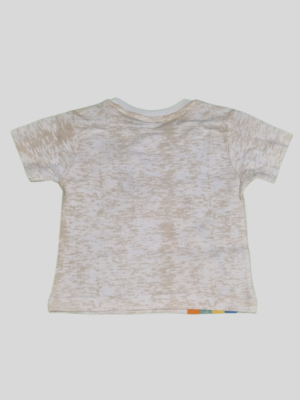 Boys’ Summer Outfit Set – Rainbow Print T-Shirt with Soft Yellow Shorts