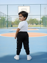 Boy's Stylish Black Cargo Joggers
